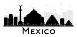 Mexico City skyline black and white silhouette.