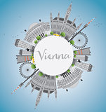 Vienna Skyline with Gray Buildings, Blue Sky and Copy Space. 