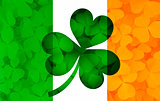 Ireland Flag with Shamrock Leaves Background Illustration