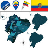 Map of Ecuador with named provinces