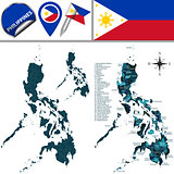 Map of Philippines with named regions