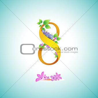 Festive design template. 8 March greeting card