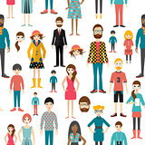 People pattern. Flat figures. Seamless background.