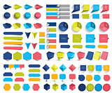 Mega set of infographics flat design elements, schemes, charts, buttons, speech bubbles, stickers. Vector illustration.