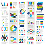 Mega set of infographics elements charts, graphs, circle charts, diagrams, speech bubbles. Flat and 3D design. Vector.