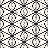 Vector Seamless Black And White Hand Painted Line Geometric Triangle Grid Star Pattern