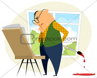 Artist with easel