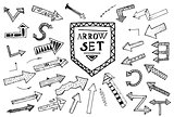 Hand drawn arrow icons set isolated on white background.