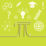 Vector set of flat line of science infographic. Inspiration, idea and discovery theme. Pi symbol concept. 