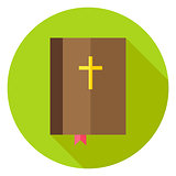 Christian Bible Book with Bookmark and Cross Circle Icon
