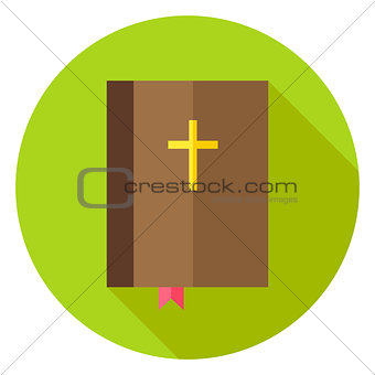 Christian Bible Book with Bookmark and Cross Circle Icon
