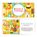 Easter Greetings Flat Style Vector Templates Set