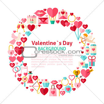 Flat Style Vector Circle Template Collection of Valentines Day O
