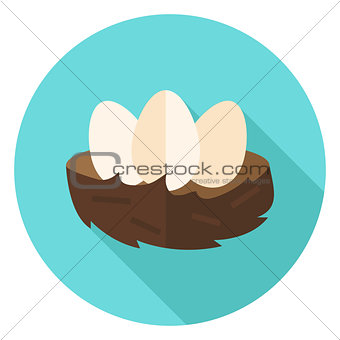 Nest with Eggs Circle Icon