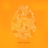 Orthodox Easter Line Icons Set Egg Shape