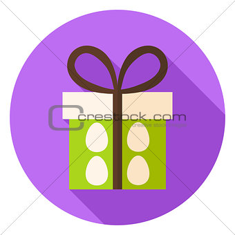 Present Box with Easter Eggs Circle Icon