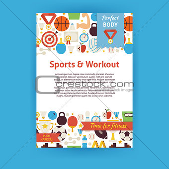 Sport and Workout Vector Invitation Template Flyer