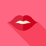 Vector Flat Design Kiss Sexy Lips Icon