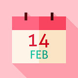 Vector Flat Design Valentine Day Calendar Date Icon