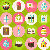 Vector Green Happy Easter Seamless Pattern with Circles