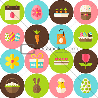Vector White Happy Easter Seamless Pattern with Circles