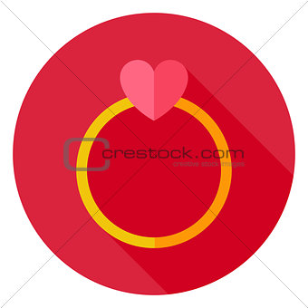Wedding Ring with Heart Circle Icon