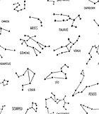 Full zodiac constellation signs seamless pattern made of stars and lines