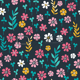 Seamless bright scandinavian floral pattern