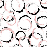 Seamless pattern with distressed dry brush circles and spots