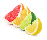 Sliced citrus fruit - lime, lemon, orange and grapefruit