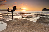 Yoga King Dancer Pose balance by the sea