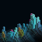 Abstract isometric blocks background 