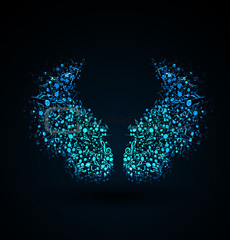 Vector of musical notes wings