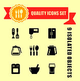 kitchen ware quality icon set