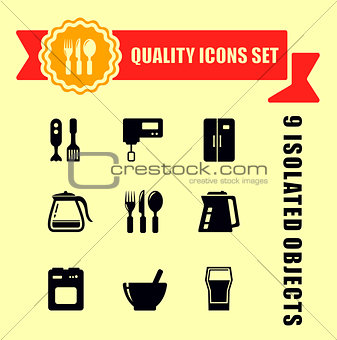 kitchen ware quality icon set