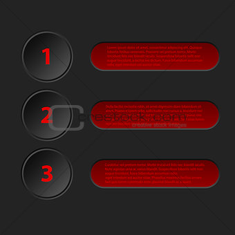 Simplistic 3d infographic in black red color