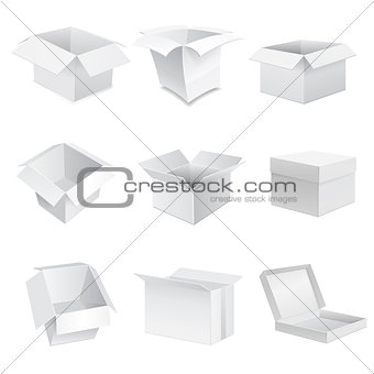 White boxes isolated on white. Vector
