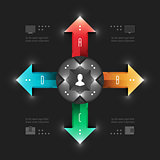 Business Infographics Design Template. Vector Elements. Management Workflow Arrows Illustration