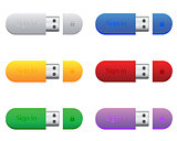 flash drives in different colors