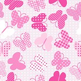 Pink patterned butterflies seamless