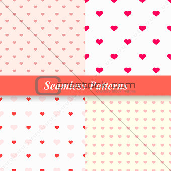 Seamless simple patterns with hearts