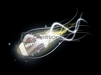 Flying rugby ball with energy light