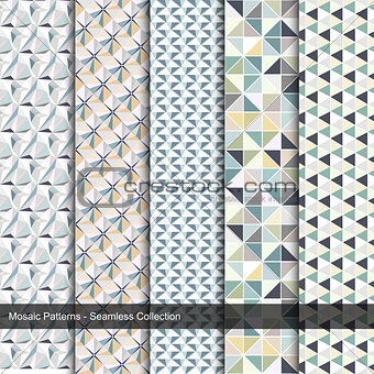 Mosaic colorful patterns - seamless collection.