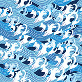 Seamless graphic pattern vector sea waves