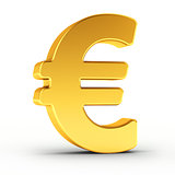 The Euro symbol as a polished golden object with clipping path