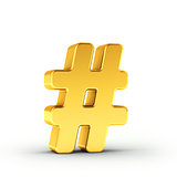 The Number symbol as a polished golden object with clipping path