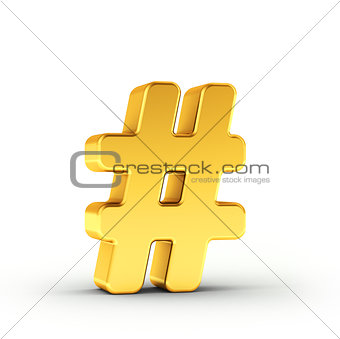 The Number symbol as a polished golden object with clipping path