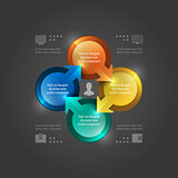 Business Infographics Design Template. Vector Elements. 3D Circle Chart Illustration