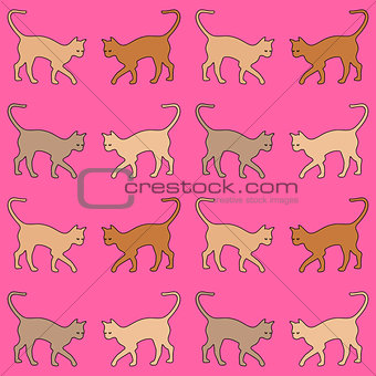 pink background with cats