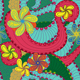 Colourful seamless pattern with floral elements